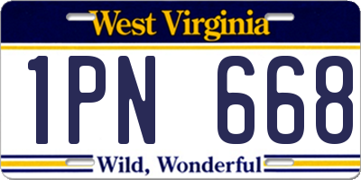 WV license plate 1PN668