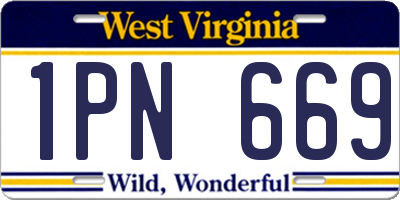 WV license plate 1PN669