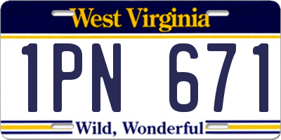 WV license plate 1PN671
