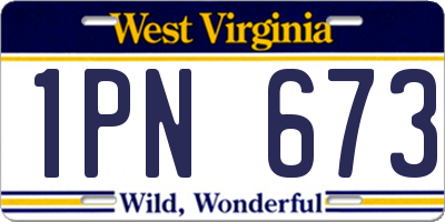 WV license plate 1PN673