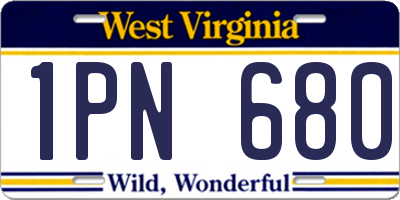 WV license plate 1PN680