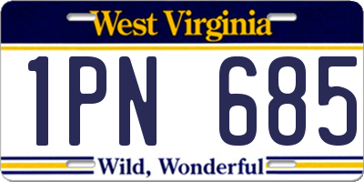 WV license plate 1PN685
