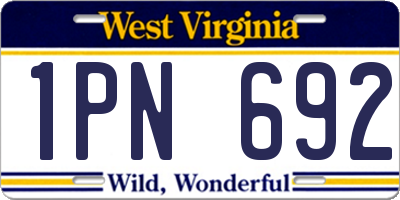 WV license plate 1PN692