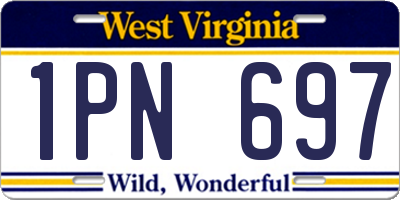 WV license plate 1PN697