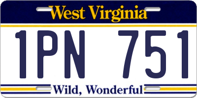 WV license plate 1PN751