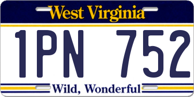WV license plate 1PN752