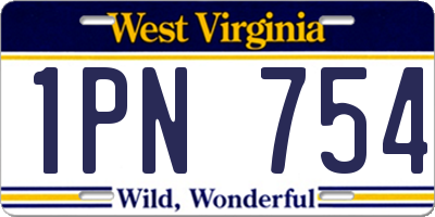 WV license plate 1PN754