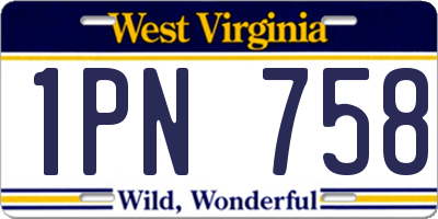WV license plate 1PN758