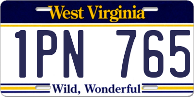 WV license plate 1PN765