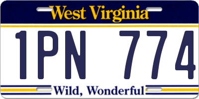 WV license plate 1PN774