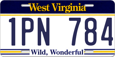 WV license plate 1PN784