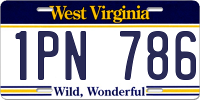 WV license plate 1PN786