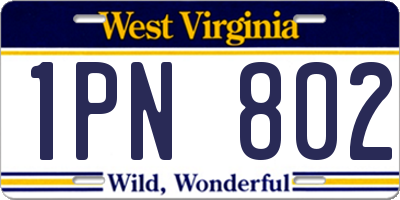 WV license plate 1PN802