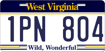 WV license plate 1PN804