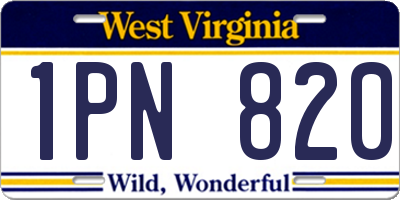 WV license plate 1PN820