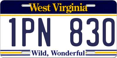 WV license plate 1PN830