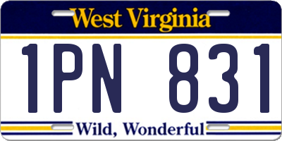 WV license plate 1PN831