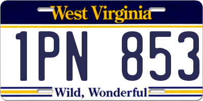WV license plate 1PN853