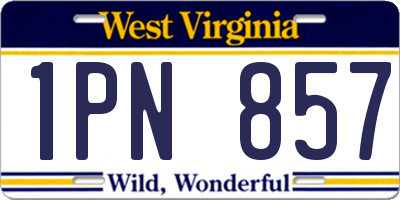 WV license plate 1PN857