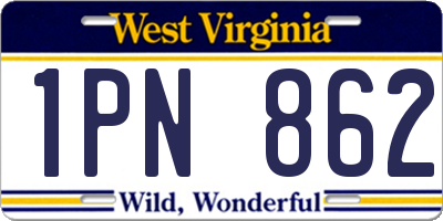 WV license plate 1PN862
