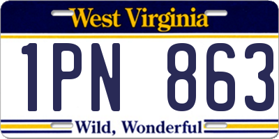 WV license plate 1PN863