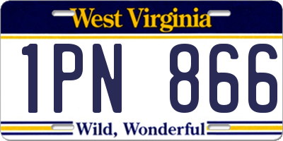 WV license plate 1PN866