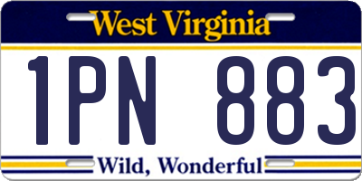 WV license plate 1PN883