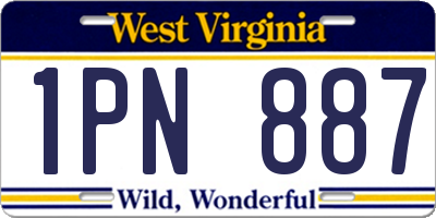 WV license plate 1PN887