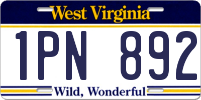 WV license plate 1PN892