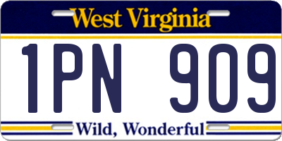 WV license plate 1PN909