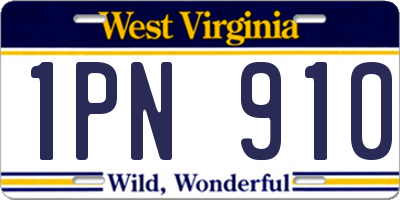 WV license plate 1PN910
