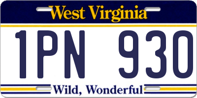WV license plate 1PN930