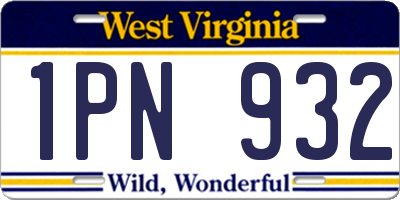 WV license plate 1PN932