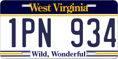 WV license plate 1PN934