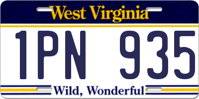 WV license plate 1PN935
