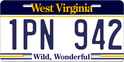 WV license plate 1PN942