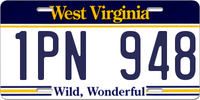 WV license plate 1PN948