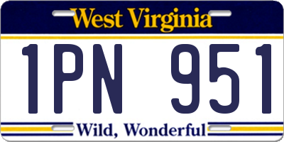 WV license plate 1PN951