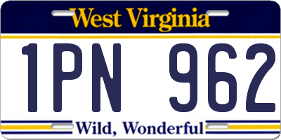WV license plate 1PN962