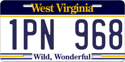 WV license plate 1PN968
