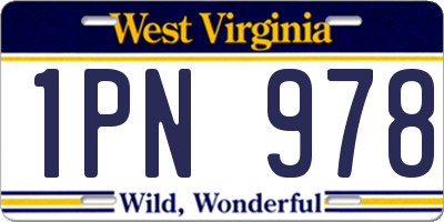 WV license plate 1PN978