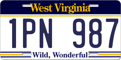 WV license plate 1PN987