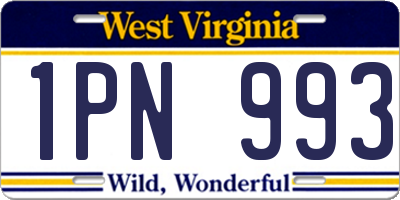 WV license plate 1PN993