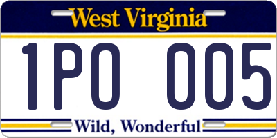 WV license plate 1PO005