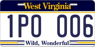 WV license plate 1PO006