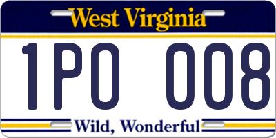 WV license plate 1PO008
