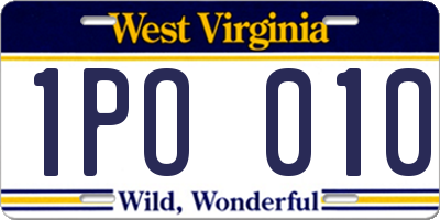 WV license plate 1PO010