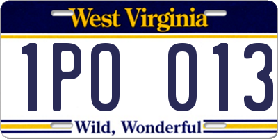 WV license plate 1PO013