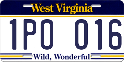 WV license plate 1PO016