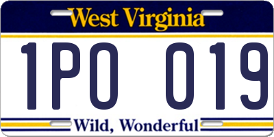 WV license plate 1PO019